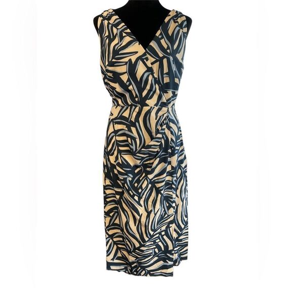 Sam Edelman Faux Wrap Maxi-Dress V-Neck Sleeveless NWT Sz 10 geometric pattern - Picture 4 of 15